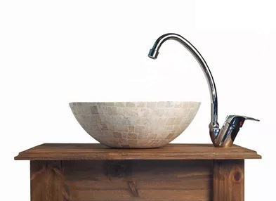 BACHA TRAVERTINO PARA LAVAMANOS, DIÁMETRO 38