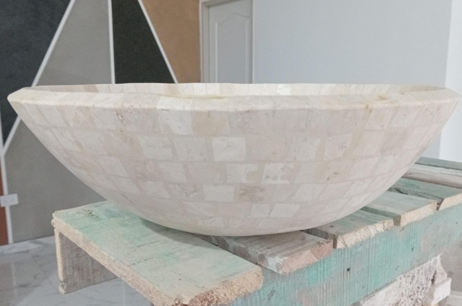 BACHA TRAVERTINO PARA LAVAMANOS, DIÁMETRO 38