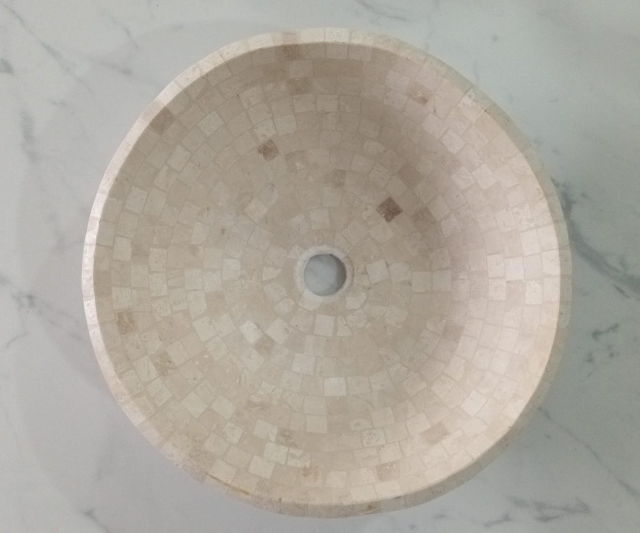 BACHA TRAVERTINO PARA LAVAMANOS, DIÁMETRO 38